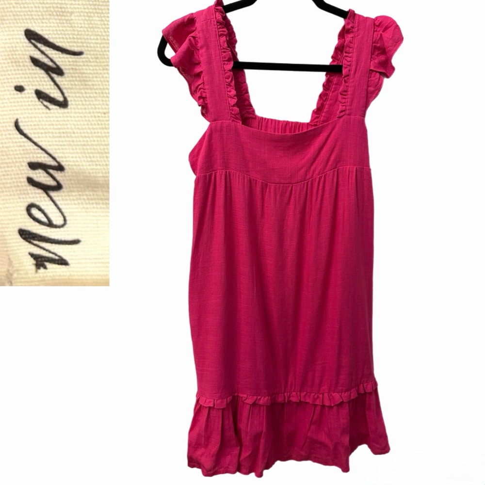 New In Pink Ruffle Tiered Mini Dress Size Small Valentine’s Day Like New